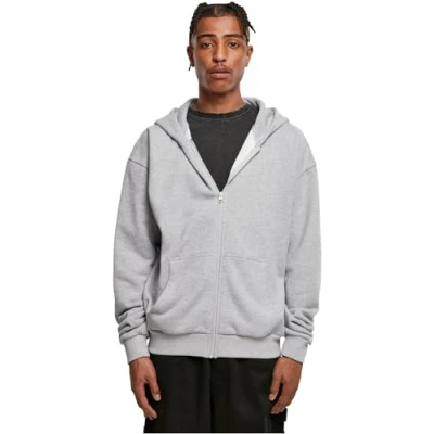 Abbildung von Build Your Brand Herren Ultra Heavy Zip Hoody Kapuzenpullover, Heathergrey, 4XL