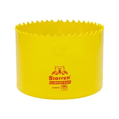 Abbildung von Starrett Tiefschnitt Lochsäge DCH0338 Hochleistungs Bimetall mit zusätzlichen Kobalt HSS Zähnen für Metalle, Holz, Gusseisen, Glasfaser Kunststoffe 86 mm
