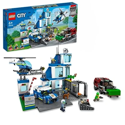 Abbildung von LEGO 60316 City Polizeistation mit Polizeiauto, Müllauto und Hubschrauber, Gebäude zum Bauen 3 Figuren, Polizei Spielzeug für Jungen Mädchen ab 6 Jahren, Geschenk Kinder