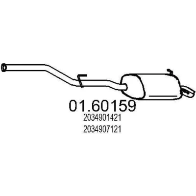 Abbildung von MTS 01.60159 Endschalldämpfer 2000 MERCEDES BENZ: C Klasse T modell, Limousine, CLK Coupe