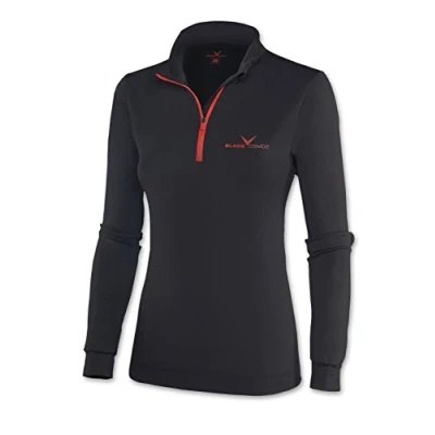 Abbildung von Black Crevice Damen Skirolli Zipper Shirt, schwarz/rot, 38