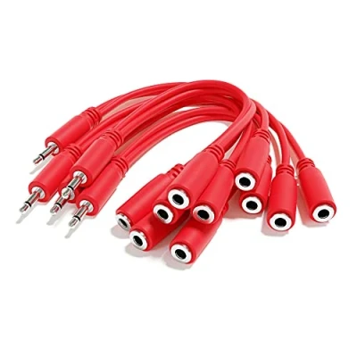 Abbildung von ExcelValley 5 Pack Mono Splitter Y Patchkabel TS 3,5mm 1/8&quot; Eurorack Synth Synthesizer [Rot]