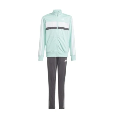 Abbildung von adidas Unisex Kinder SEASONAL ESSENTIALS TIBERIO 3 STRIPES TRICOT TRACKSUIT, semi flash aqua/white, 13 14 Years