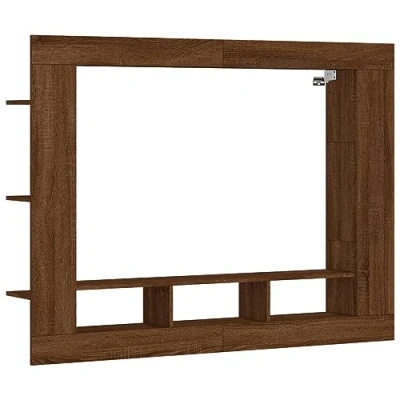 Abbildung von vidaXL TV Schrank, Wohnwand mit Stauraum, Schrankwand Anbauwand für Wohnzimmer, Lowboard Fernsehtisch Wandmontage, Braun Eichen Optik Holzwerkstoff