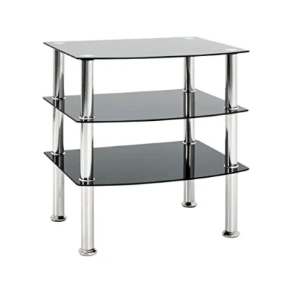 Abbildung von HAKU Möbel Beistelltisch Edelstahl, schwarz, Sicherheitsglas Maße: B 54 cm x H 59 T 45 cm, Style: Modern