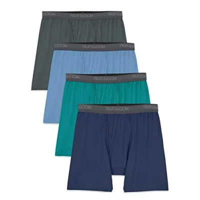 Abbildung von Fruit of the Loom Herren Microfiber Boxer Briefs (Size XXL) Retroshorts, Boxershorts, 4 Stück, XX Large (4er Pack)