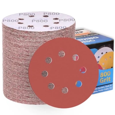 Abbildung von 100 Stück Schleifpapier 125mm Klett P800 Körnung Schleifscheiben 8 Löcher Rund Schleifblätter Profi für Exzenterschleifer ALPXUXP