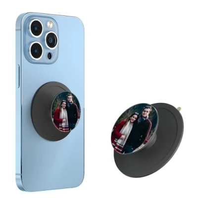 Abbildung von Handy Griff, kompatibel mit magnetischer, personalisierter Pop Handyhalter Buchse und kabellosem Laden, Schwarz