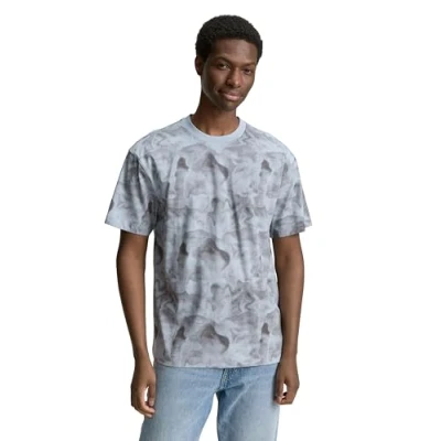 Abbildung von TOM Tailor Denim Tshirt print, Herren, Größe: Large, Light blue grey watery print