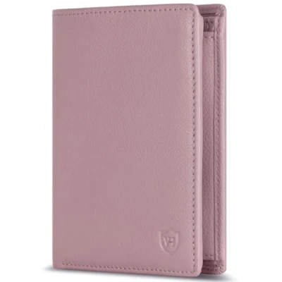 Abbildung von VON HEESEN Leder Geldbörse RFID Schutz I Echtleder Geldbeutel für Damen &amp; Herren Portemonnaie Brieftasche Wallet Portmonee (Lavendel)