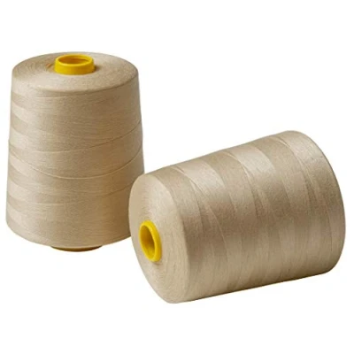 Abbildung von Nähgarn für Nähmaschine und Overlock 2 große Spulen von 9000 meter (18000 m insgesamt) Polyestergarn zum Nähen Garn Beige Höhe 10 cm
