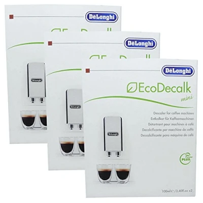 Abbildung von 3er Pack DeLonghi Eco Decalk Mini 2 x 100 ml für Kaffeevollautomaten, Espressomaschinen, Filterkaffeemaschinen, Dampfreinigungsgeräte und Dampfbügelstationen