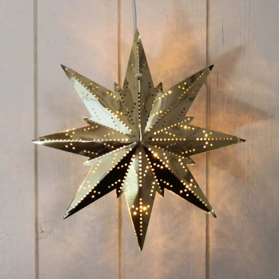 Abbildung von STAR TRADING LED Stern Messingstern Mini Weihnachtsstern hängend 8 zackig 25cm inkl. Kabel