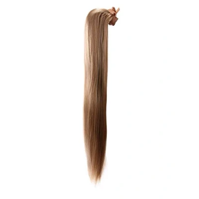 Abbildung von Prettyland 60cm Statikfrei lang haar glatt Zopf Pferdeschwanz one Piece Clip In Haarteil Extensions Beige blond BL70