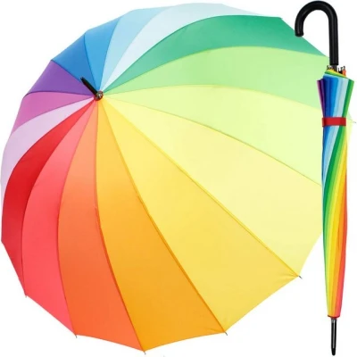 Abbildung von iX brella Stockregenschirm Regenbogen Schirm 16 teilig extra stabil Automatik, farbenfroh