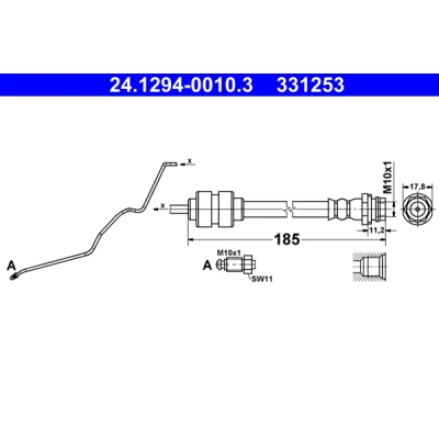 Abbildung von ATE 24.1294 0010.3 Bremsschläuche 185 M10x1 FORD: MONDEO 4 Turnier, 4, Stufenheck