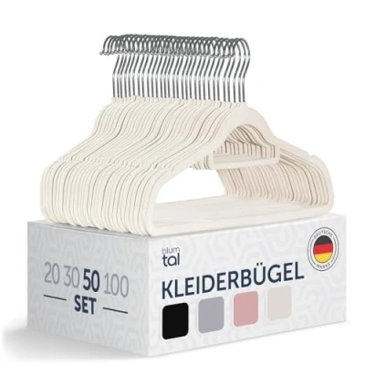Abbildung von Blumtal Kleiderbügel Rutschfest Samtoptik Platzsparend, (50 tlg), Premium inkl. Krawattenhalter, 360 drehbar, Anti Rutsch Bügel