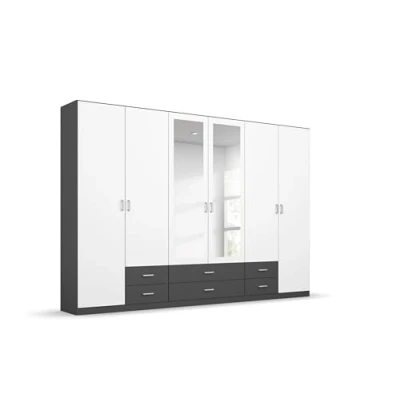 Abbildung von rauch Kleiderschrank &quot;Gamma Drehtürenschrank Garderobe Schrank mit Spiegel&quot;, in schlichtem Design Schubkästen und Spiegel, 3 Breiten