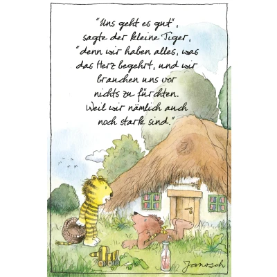 Abbildung von LuckyLinde Wanddekoobjekt &quot;Der kleine Bär und der Tiger vor ihrem Haus&quot;, (1 St.), Exklusive JANOSCH Kindermotive, Stahlschild