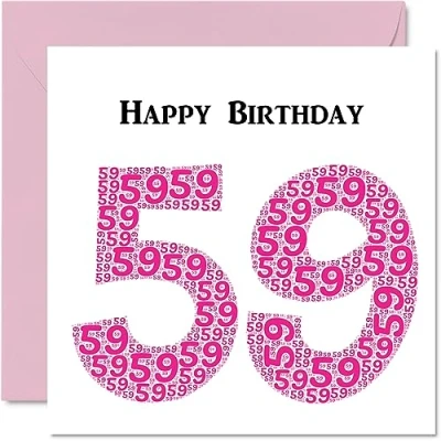 Abbildung von lustige Geburtstagskarte zum 59. Geburtstag für Frau Shapecloud Happy Birthday Karte Vater, Mutter, Großvater, Nanny, Oma, Onkel, Tante, Cousin, Freund, 145 mm x Grußkarten,