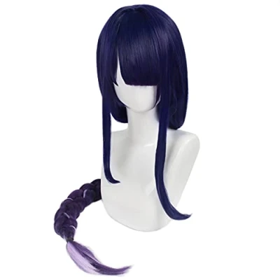 Abbildung von HIROAKIYA Raiden Shogun Baal Wig, Genshin Impact Cosplay Wig with Cap, Length Approx.105cm