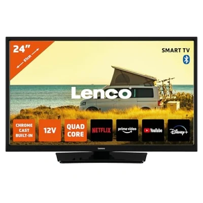 Abbildung von Lenco LED 2463 24 Zoll Smart TV Full HD Fernseher mit Bluetooth 12V Kfz Adapter Netflix, YouTube &amp; WLAN HDMI Ethernet schwarz