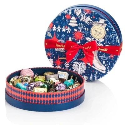 Abbildung von Venchi Weihnachtskollektion Geschenk Hutschachtel mit verschiedenen Pralinen, 340 g Geschenkidee Glutenfrei