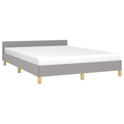 Abbildung von vidaXL Bettgestell mit Kopfteil Polsterbett Bett Doppelbett Bettrahmen Lattenrost Stoffbett Schlafzimmerbett Schlafzimmermöbel Hellgrau 140x190cm Stoff
