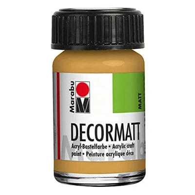 Abbildung von Marabu 14010039784 Decormatt Acryl Metallic Gold 784, 15 ml, samtmatte Acrylfarbe auf Wasserbasis, cremig und farbintensiv, speichelfest, wetterfest, zum freien Malen Schablonieren