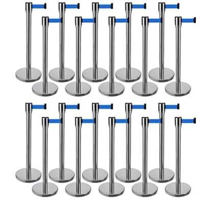 Abbildung von 20 Stück Set FLEXIBARRIER Personenleitsystem Absperrständer Krom Ecoline 2m Gurtlänge *blau*, Absperrständer, Absperrband, Absperrpfosten