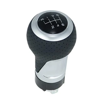 Abbildung von L&amp;P A260 7 Leder Schalthebel Hebel Schaltknauf Schwarz Silber 6 Gang 12mm Knauf perforiert Schaltknopf Knopf Schaltung Sportknauf Sporthebel als Plug Play Ersatzteil für Audi A1 A3 A4 A5 A6 Q3 Q5