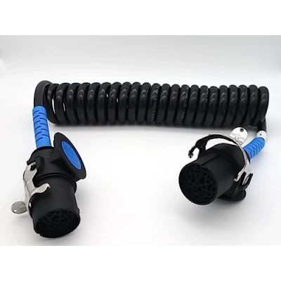 Abbildung von Sertplas 15 Polig / 24 V ADR Spiralkabel Elektrowendel mit Stecker Knickschutz Arbeitslänge 4 Meter
