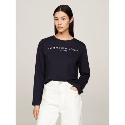 Abbildung von Tommy Hilfiger Langarmshirt REG CORP LOGO C NK LS mit Logoschriftzug, Rundhals