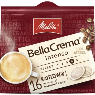 Abbildung von Melitta BellaCrema Intenso, 16 Gemahlener Röstkaffeepads, Stärke 4, 107g