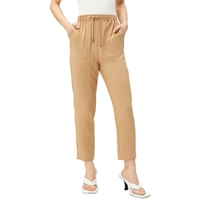 Abbildung von Koton Damen Linen Blended Crop Blouse Shirt, Brown (501), 42 EU