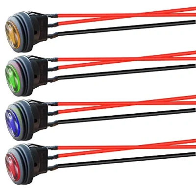 Abbildung von Gebildet 4pcs 10A/12V 24VDC Vorverkabelt Kippschalter mit LED licht,EIN AUS SPST 3Polig Wasserdicht Runde Wippschalter,Taste Rocker für Auto Boot Lastwagen KFZ(Rot/Gelb/Blau/Grün)