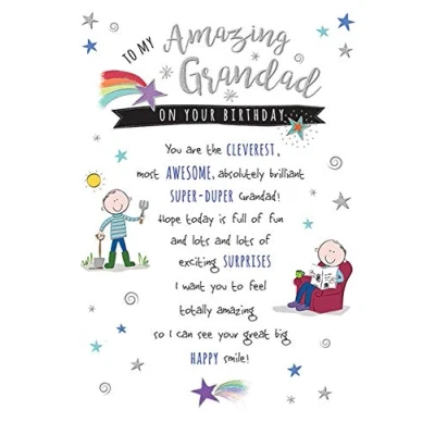 Abbildung von Piccadilly Greetings Group Ltd Amazing Cleverest Awesome Grandad Geburtstagskarte 17,8 x 12,7 cm, Grau