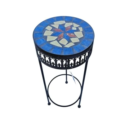 Abbildung von PrimoLiving Metall Blumenhocker/Beistelltisch Mosaik rund schwarz Gr.M (P 927)