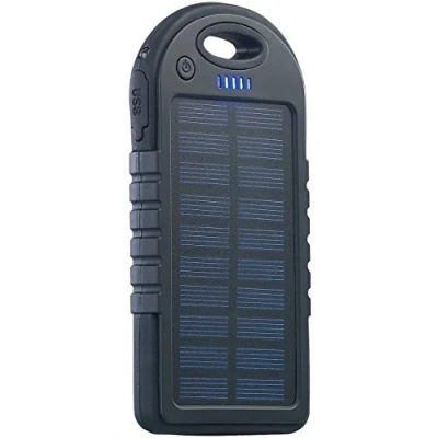 Abbildung von revolt Solar Ladegerät: Powerbank mit 4.000 mAh &amp; Taschenlampe, 2X USB, bis 2 A, 10 Watt (Solar Taschenlampe Aufladen, Handy Ladegerät Solar, Solarlampe)
