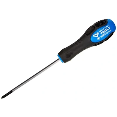 Abbildung von BRILLIANT TOOLS BT034807 Schraubendreher Kreuzschlitz mit Schlagkappe, PH0 [Powered by KS TOOLS]