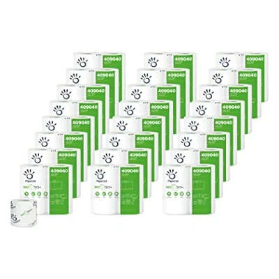 Abbildung von Papernet Bio Tech Toilettenpapier (409040), 24 4er Packungen reiner Zellulosepapierrollen, Länge je 27,5m, bekämpft auf natürliche Weise krankheitserregende Bakterien, 2 Lagen, 250 Tränen à 9,5x11cm