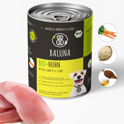Abbildung von Bio Huhn mit Reis, Karotte und Leinöl 6x800g