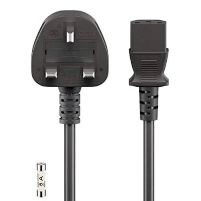 Abbildung von Goobay Kaltgerätekabel Großbritannien, 1,5 m, Schwarz; Schwarz, 1.5 m Großbritannien 3 Pin Stecker (Typ G, BS 1363) &gt; Gerätebuchse C13 (Kaltgeräteanschluss)
