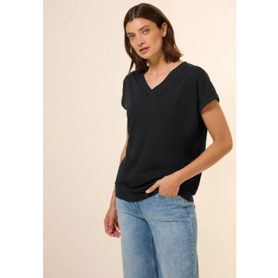 Abbildung von Cecil Vneck Tshirt basic, Damen, Größe: Large, Schwarz
