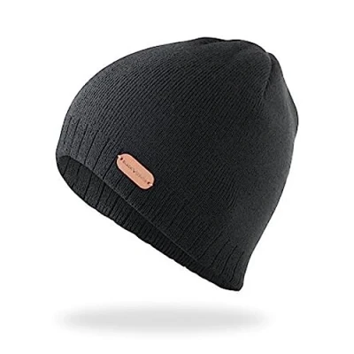 Abbildung von Black Crevice Herren Mütze in sportlichem Design I stylische One Size Strick Schutz vor Wind &amp; Kälte enganliegende Passform Wintermützen, schwarz