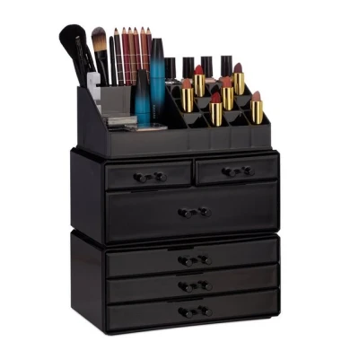 Abbildung von relaxdays Make Up Organizer Kosmetikorganizer mit 6 Schubladen, Schwarz
