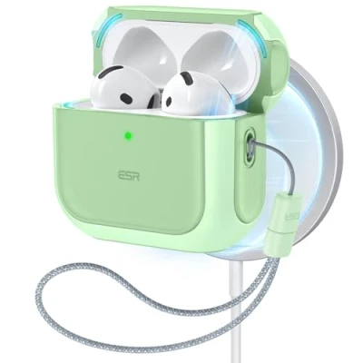Abbildung von ESR für AirPods 4 Hülle, Kompatibel mit Gen (2024) (USB C), Unterstützt kabelloses Laden, Schutzhülle Handschlaufe, Magnetischer Deckel, Orbit Hybrid Grün