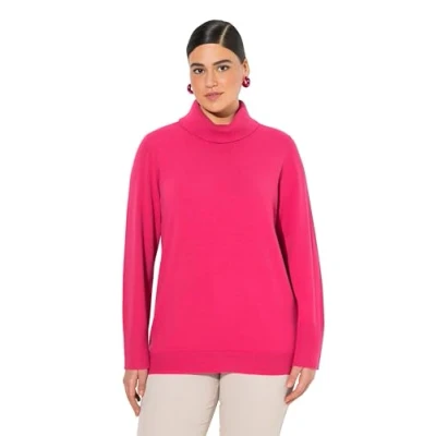 Abbildung von Ulla Popken Damen große Größen Übergrößen Plus Size Rollkragenpullover, breite Rippbündchen, Langarm
