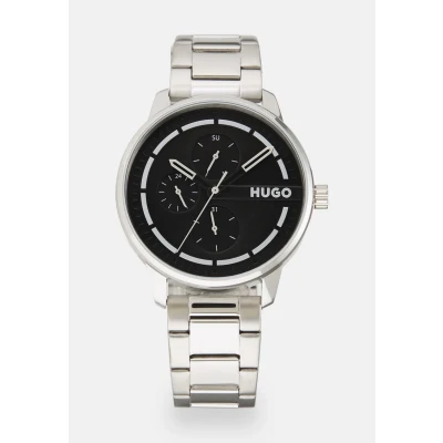 Abbildung von HUGO Stamp Multi Uhr silvercoloured/black, Herren, Größe: One Size, Silver coloured/black