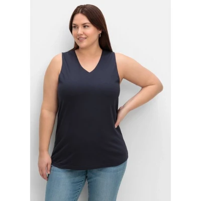 Abbildung von Sheego Top, Damen, Größe: 50, Tiefblau